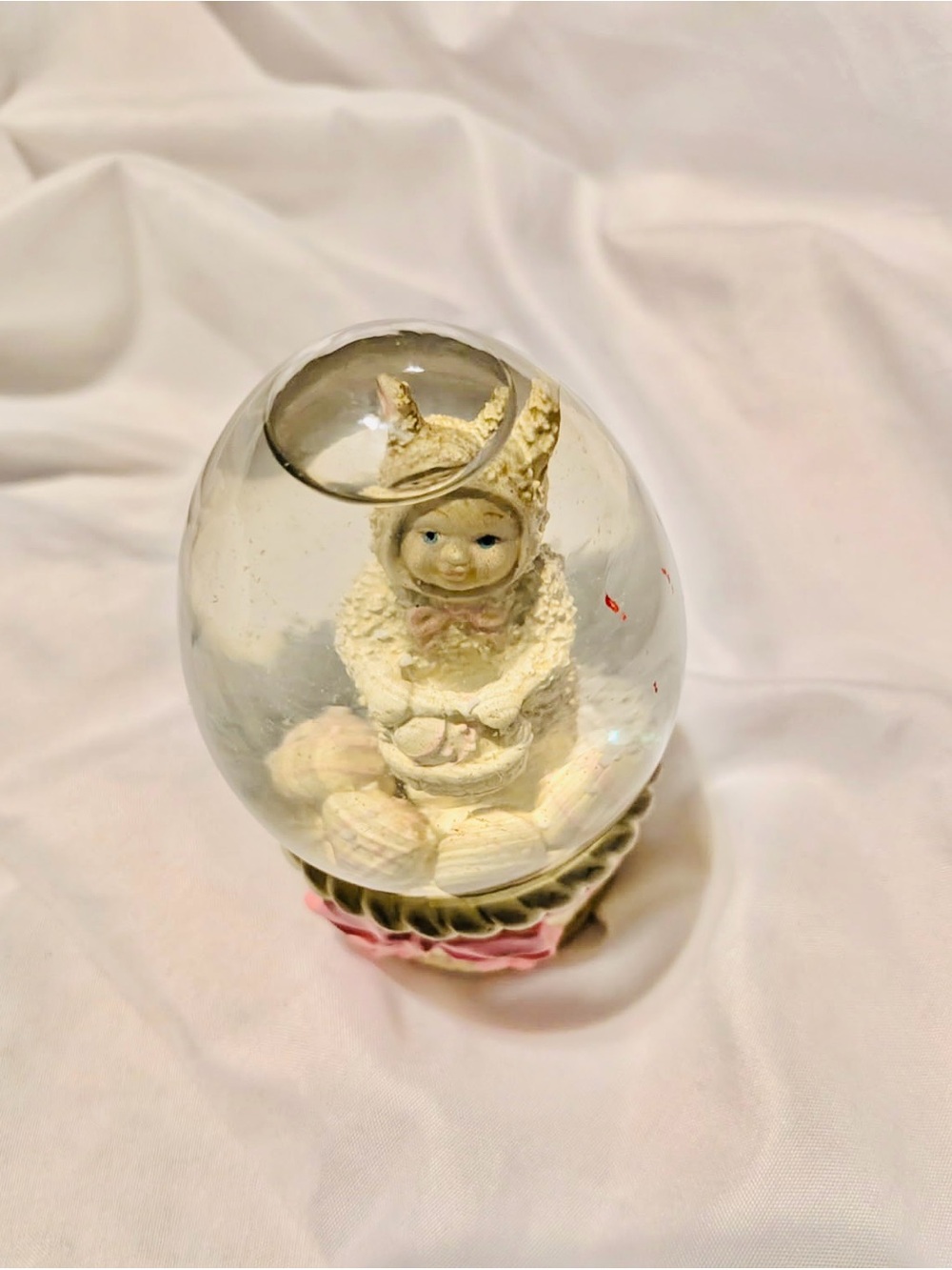 Snowbunny Cream Figurine Snow Globe - Home Accents